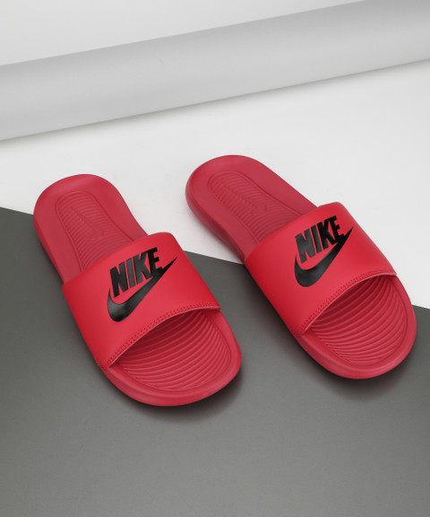 red nike slippers men