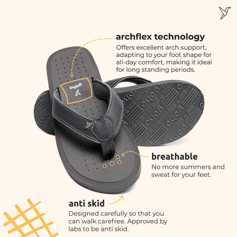 yoho Men ArchFlex Men ortho slippers with arch support |Soft Flip Flops