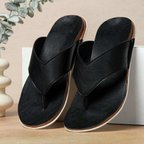 STEPHORN Men Faux Leather V-Shape Toe Loop Design with Cushioned