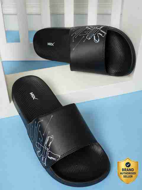 HRX by Hrithik Roshan Unisex Slides (Black , 10) - Image 3
