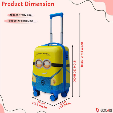 GOCART Square Shape (Minion 18 Inch 45 cm Hard Side Water