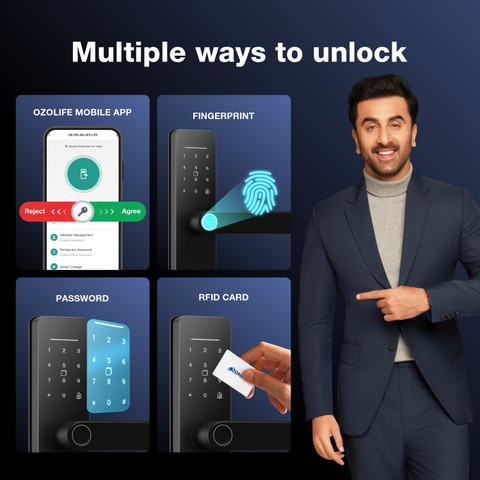 OZONE Smart Wi-Fi Lock for Wooden & Metal Doors, 4-Way Access