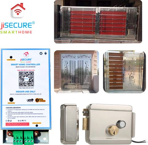 jiSECURE Smart Main Gate Lock Controller | WiFi & Bluetooth | Mobile ...