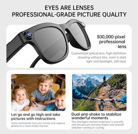markif Smart Camera Glasses with Dual Speakers Bluetooth (Black) - Image 4