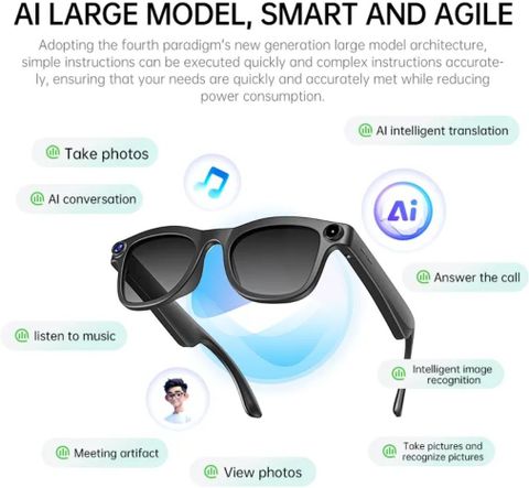 markif Smart Camera Glasses with Dual Speakers Bluetooth (Black) - Image 5