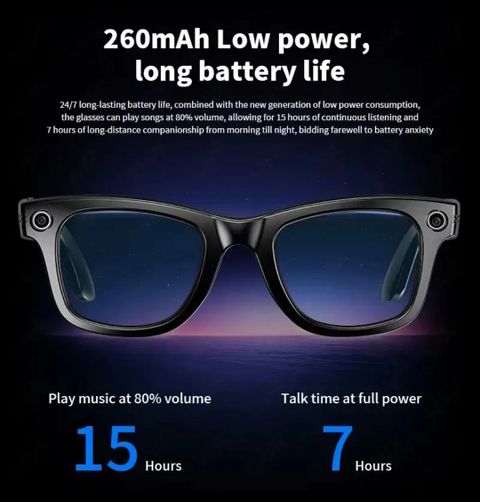 markif Smart Camera Glasses with Dual Speakers Bluetooth (Black) - Image 3