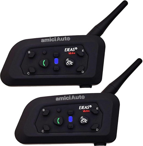 amiciAuto V6 Pro Helmet Bluetooth Intercom for Riders, Headphone