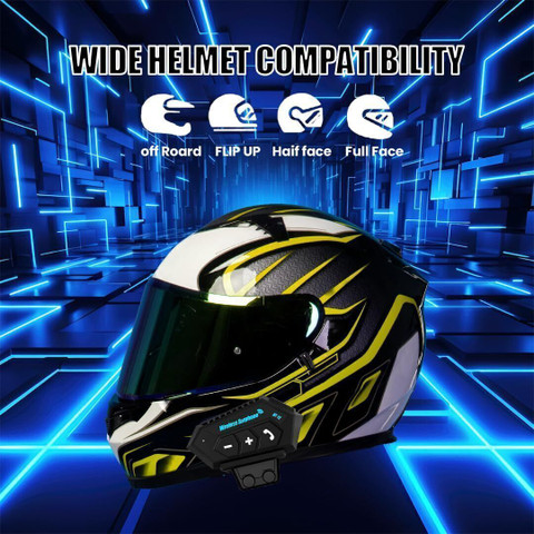 MOTO GENIUS BT12 Bluetooth Helmet Headset with Mic Compatible with iOS  Android Smart Headphones