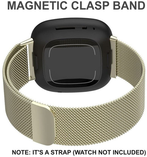 Cinturino In Acciaio Inossidabile Per Fitbit Versa 3 / Sense – Bracciale Metallo Regolabile, Chiusura Pieghevole, Colore Champagne - 3
