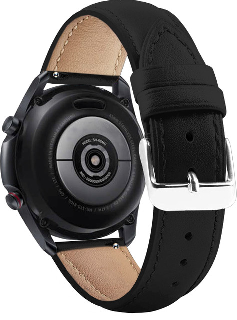 ACM Watch Strap Leather Belt for Samsung Galaxy Watch3 Sm-R845 45mm  Smartwatch Black Smart Watch Strap