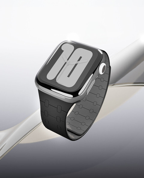 DailyObjects Black Lightweight Velour Snap On Smartwatch Wrist Band/Straps  Compatible With Apple Watchbands (42/44/45/49mm) High Strength Silicone 