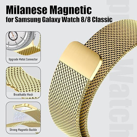 SwapME Milanese Metal Bands for Galaxy Watch Band 40mm 44mm/8 Classic 46  mm Men/Women,Stainless Steel Mesh Loop Magnetic Strap for Galaxy Watch