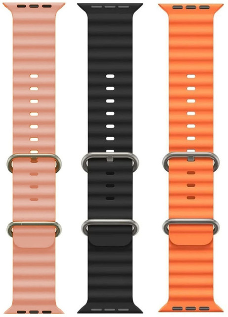 Antoj Smart Watch strap for T800, T900, T10, I8 pro,I7 pro, S8 ultra, watch  8, Watch of size 49mm 45mm 44mm 42mm(Pink, black, orange Smart Watch