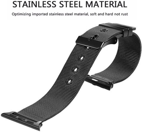 WEI INTERNATIONAL Stainless Steel Metal Buckle Mesh Watch Band
