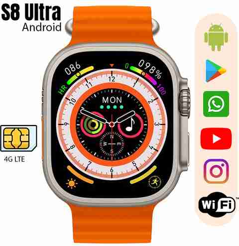 Veu S8 Ultra Android 4g Wifi Smart Watch Playstore Smartwatch