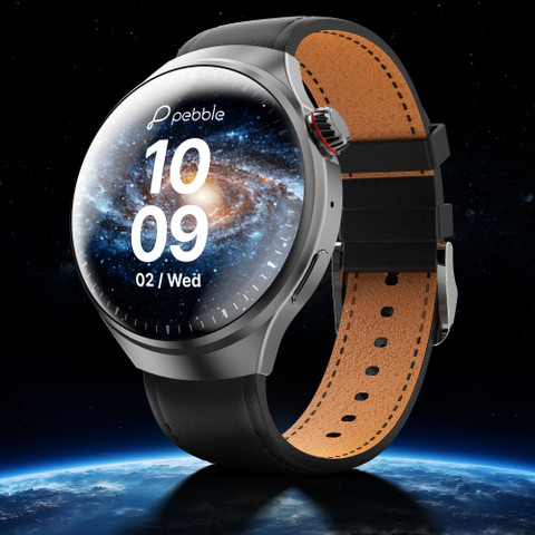 Pebble Dome 3D Spherical Display Ultra Bright Amoled, Metal Build,  Leather Strap Smartwatch