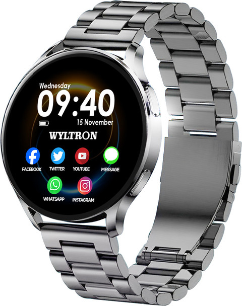 Wyltron Latest Active2 Full Silver Metal Strap, Hd Display, Bt Calling  Smartwatch