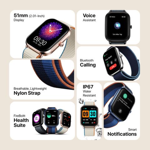 Fire-Boltt Hunter Nyluxe 2.01" HD Display Smartwatch, Midnight Blue - Image 7