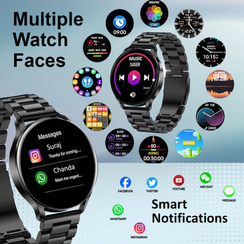 Melbon Active Black Smart Watch – Fitness Tracker, Heart Rate