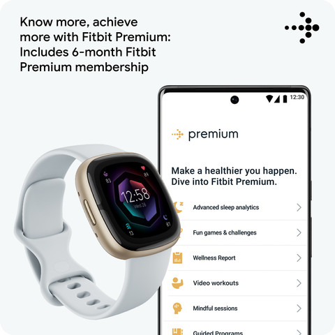 FITBIT Sense Health Fitness Watch (Blue Mist Soft Gold