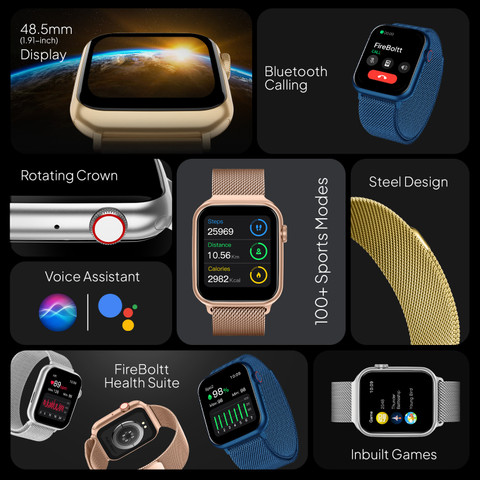 Fire-Boltt Lumos inch) Display, BT Call, Steel Design