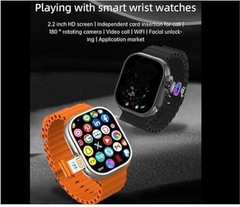 SEHUB S10 ULTRA Gold 5G Smartwatch | 8GB RAM + 128GB ROM | Rotating Camera Smartwatch (Black, Orange Strap, 49MM) - Image 4