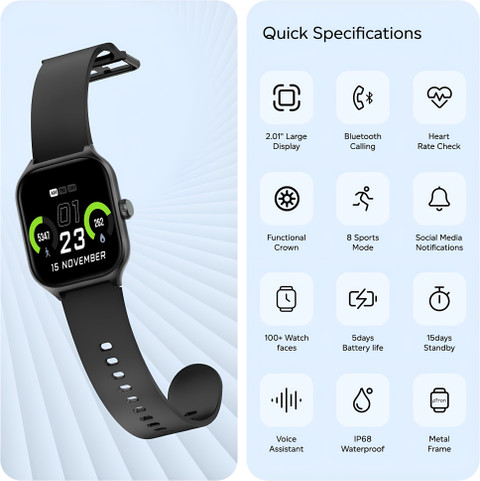 WTG H9 Black AMOLED Display Bluetooth Calling Fitness Music AI Voice  Smartwatch