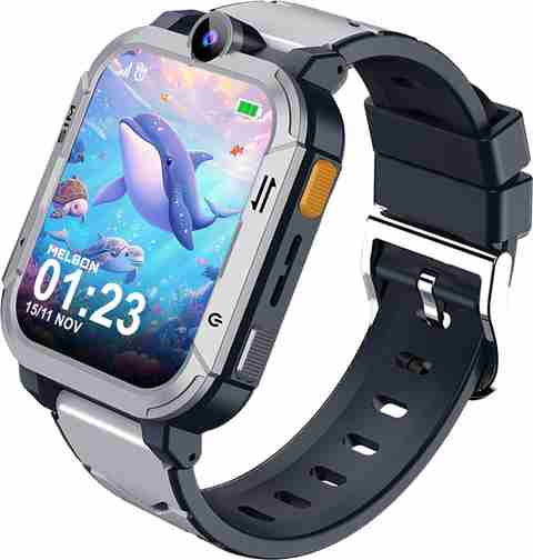Melbon 4G SmartWatch Specially for girls' safety & Kids GPS Tracker SOS Call Video Call Smartwatch (Grey Strap, Free Size) - Image 5