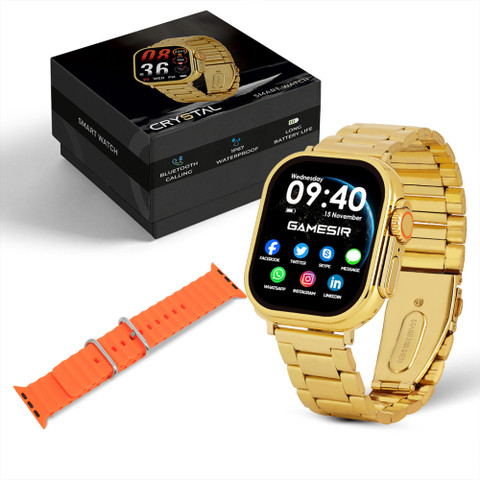 GameSir Crystal Golden Touch Watch with Bluetooth calling, Fitness