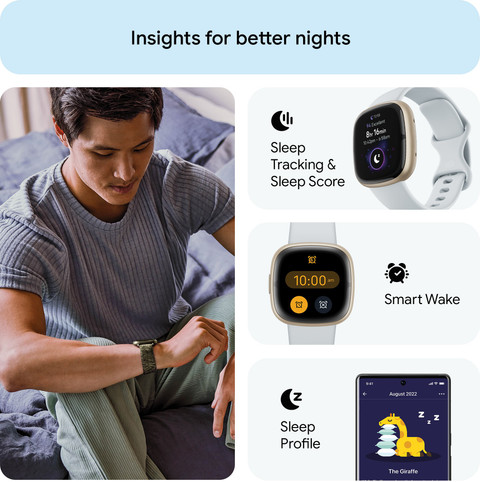 FITBIT Sense Health Fitness Watch (Blue Mist Soft Gold Aluminium)  Smartwatch