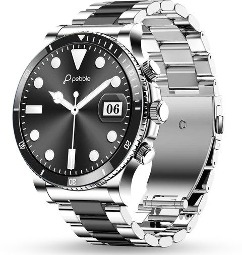 Pebble Chrome HD Bezel-Less Display, Luxury Metal, BT Calling,  Rotating Crown Smartwatch