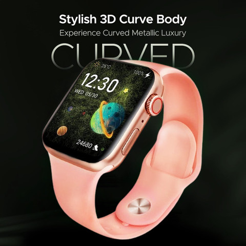 Apple Watch Flache Smartwatch Damen WTG I8 Pink-A1 Full Screen