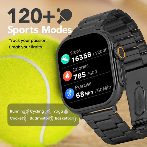 GameSir Black T800 Ultra Smartwatch Stainless Steel, BT Calling