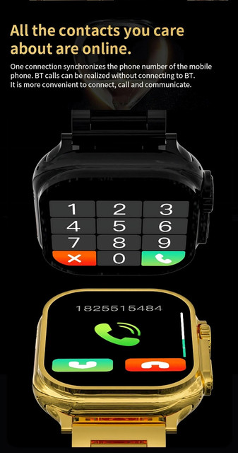 Melbon S9 Ultra Golden Watch with two Pair strap Wireless charger