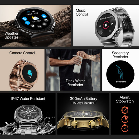 Fire-Boltt Obsidian 33.5mm (1.3 inch) AMOLED, Bluetooth Calling