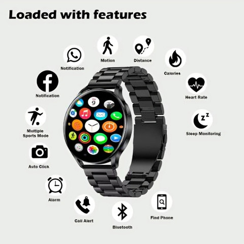 SPEEDFOX Active Black Smart Watch Fitness Tracker,HR Monitor, Sunlight  Proof Display Smartwatch
