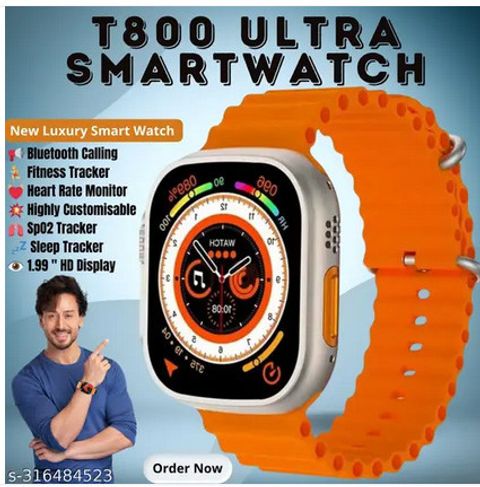 Rich Gadgets New T800 ULTRA 4G Smart Watch T800 Smartwatch (Orange Strap, Free Size) - Image 4