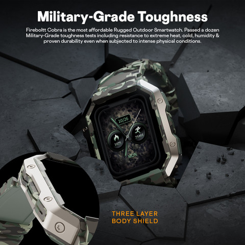 Android Military Spec Smartwatch Fire-Boltt Cobra AMOLED Army