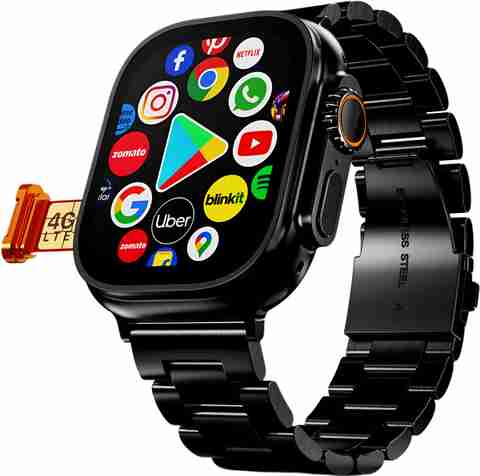 Bestarc 4G LTE Android Smart Watch Support Bluetooth/YouTube/Wi-Fi/Facebook/GPS/WhatsApp Smartwatch (Black Chrome Strap, Free Size) - Image 2