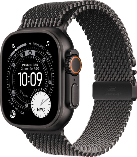 Apple Watch Ultra GPS Cellular 49mm Black Titanium Case Milanese Loop  Medium