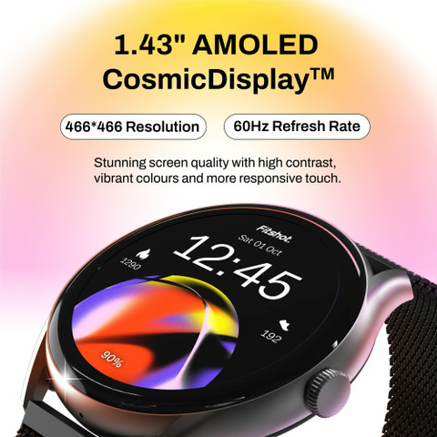 Fitshot Aster round AMOLED Display with BT Calling,1000