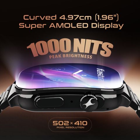 Fastrack Revoltt FS2Pro-1.96''|Super AMOLED Curved|Premium Glossy Metal|1000 Nits|Fashion Smartwatch (Rose Gold Strap, Free Size) - Image 6