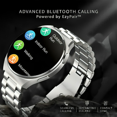 Melbon Steel Strap Sporty Heart Rate Monitoring Sleep Tracking Round  Smartwatch