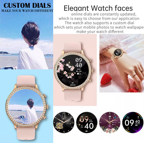 Time Up 2025 Luxury Diamond Studded Calling ,Music,Fitness Fashion Women  Smartwatch