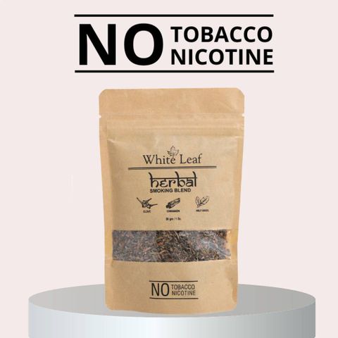 nicotine free tobacco leaf White Leaf Tobacco & Nicotine Free Smoking Mixture With 100% Natural Herbal  Smoking Blend 1 Pack (1 oz/ 30g) With Wooden Steel Pipe Smoking Cessations  Price in India
