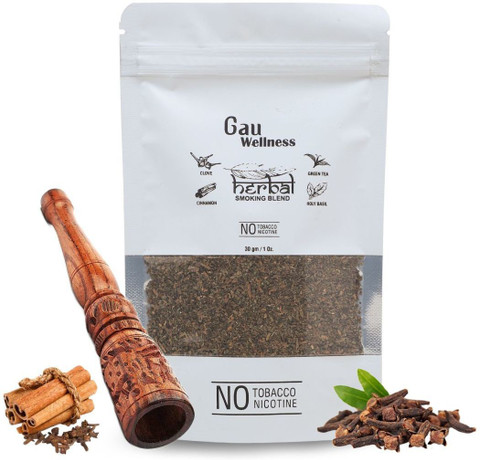 nicotine free pipe tobacco Gau Wellness Tobacco-Free & Nicotine-Free Smoking Mixture 30G With Wooden  Chillum Pipe Smoking Cessations Price in India