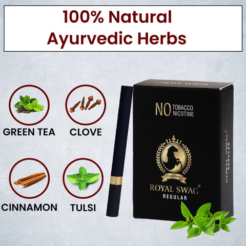 herbal tea cigarettes ROYAL SWAG King Size Regular Flavoured Tobacco-Free Nicotine Free Smokes  Smoking Cessations Price in India