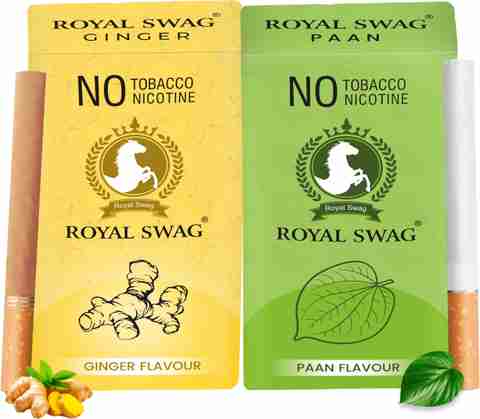 ROYAL SWAG Ayurveda Herbal Cigarettes 20 Sticks (Ginger, PAAN Flavour With Ayurvedic Herb) Smoking Cessations Price in India