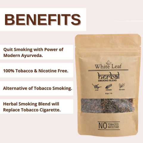 herbal alternative to tobacco White Leaf Tobacco & Nicotine Free Smoking Mixture With 100% Natural Herbal  Smoking Blend 1 Pack (1 oz/ 30g) With Wooden Steel Pipe Smoking Cessations  Price in India