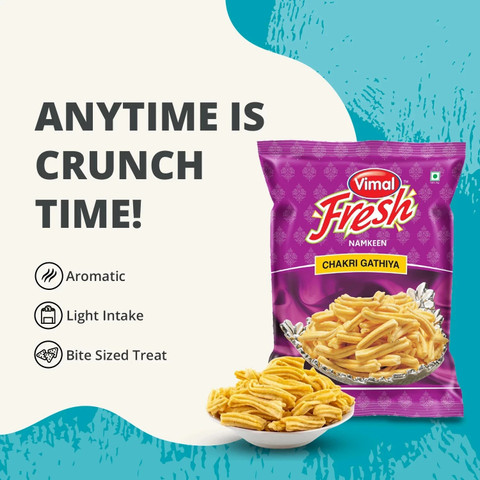 VIMAL Fresh Chakri Gathiya - Traditional Indian Snack, 400gm x 4